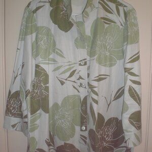 Women's Linda Allard Ellen Tracy Green Floral Print Jacket Size 14